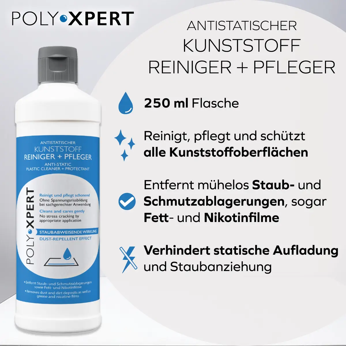 Antistatischer Kunststoff-Reiniger + Pfleger – Reinigung & Pflege (Bild 2)